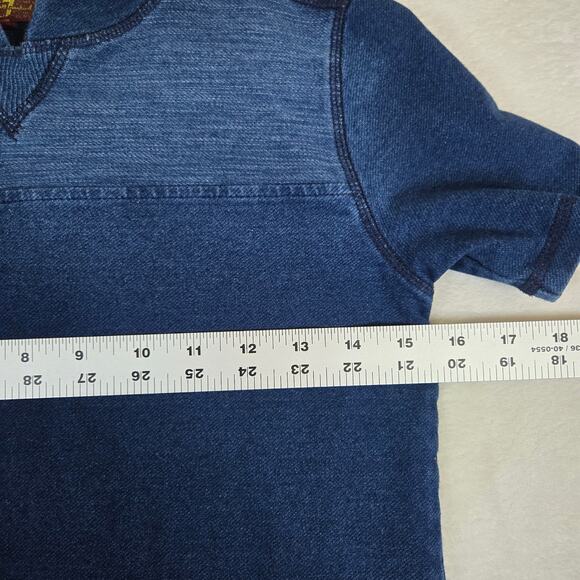 7 For All Mankind Kids Youth Short Sleeve Hooded Shirt Denim large 0845 - Picture 6 of 6